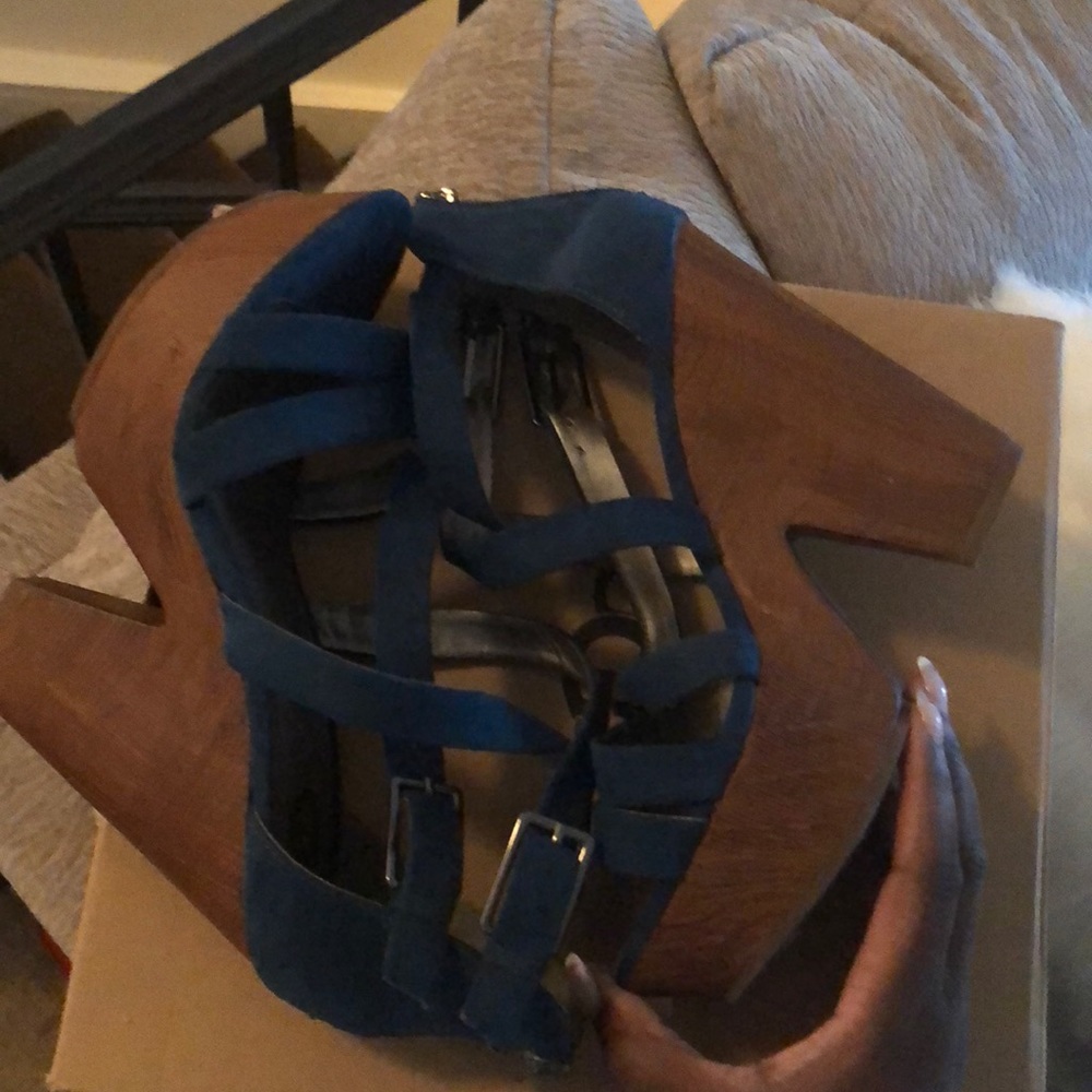 Blue Clogged Heels
